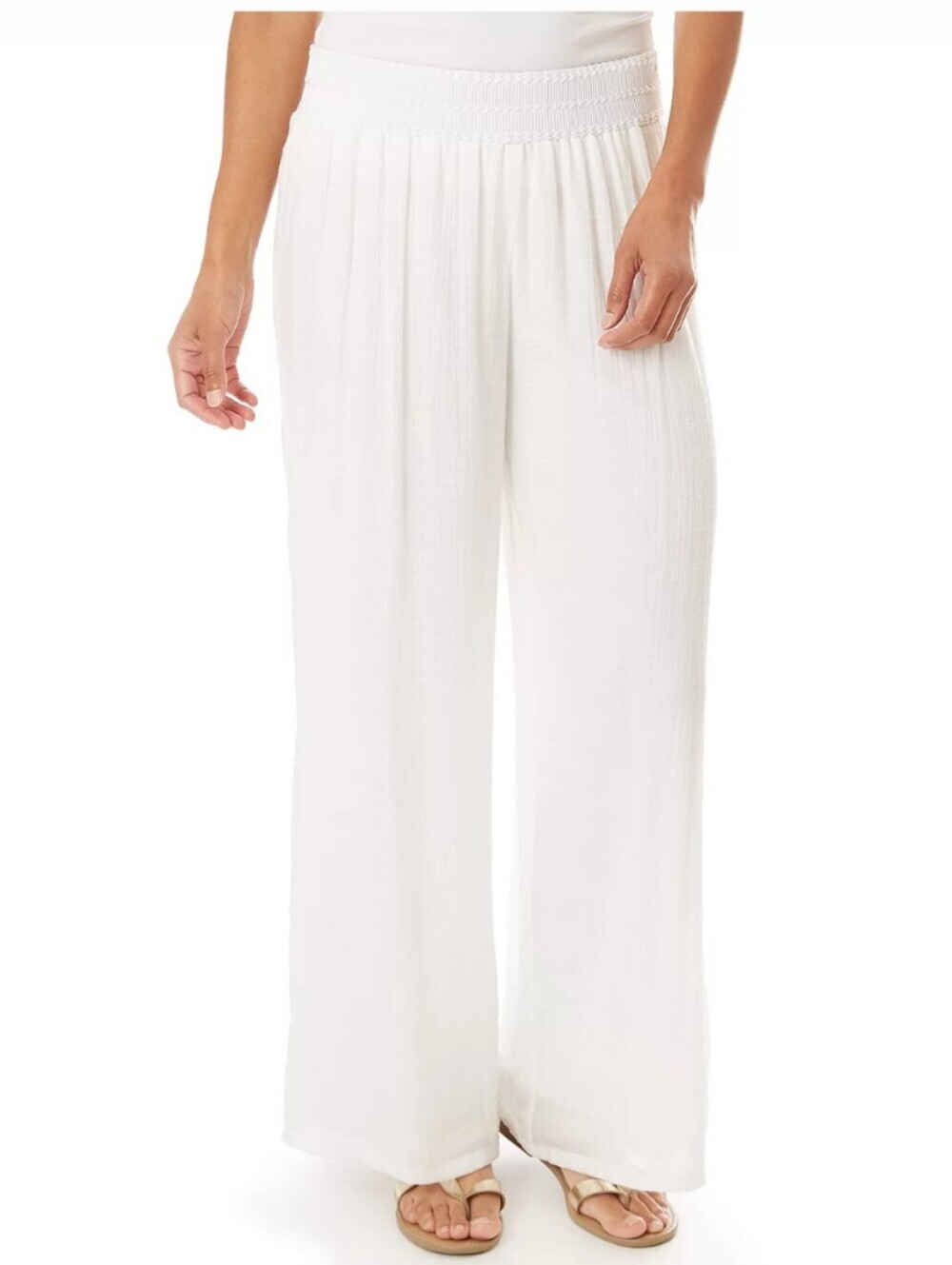 Apt. 9 Wide Leg White Gauze Pants Women's Large - Picture 1 of 11